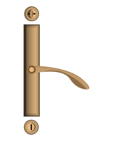 Doors handles. Modern steel metal handles and keyhole for furniture. PNG illustration.