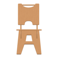 Plywood chair front view. Home wooden furniture design. PNG illustration.