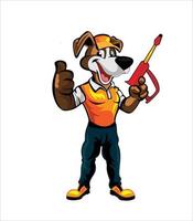 Plumber dog mascot vector illustration on white background