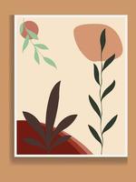 vector de arte de pared botánico. hojas de plantilla de dibujo manual y fondo de arte de línea para papel, dibujo de arte de línea de follaje con forma abstracta. diseño de arte de plantas abstractas para impresión, portada, papel tapiz, mínimo