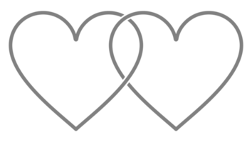 Pair of the Heart Shape Icon Symbol. Romance Couple in Love Icon Symbol for Logo, Art Illustration, Apps, Website or Graphic Design Element. Format PNG