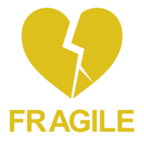 frágil ilustración en forma de corazón roto. símbolo de icono de embalaje para regalo de San Valentín. etiqueta de embalaje para regalo de san valentín. formato png