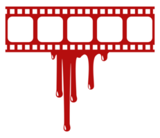 silhuett av de blodig rand filma tecken för film ikon symbol med genre Skräck, thriller, levrat blod, sadistisk, stänka ner, slasher, mysterium, skrämmande. formatera png
