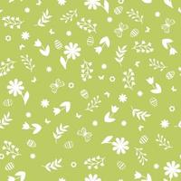 Cute seamless pattern with spring flowers and easter eggs vector