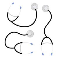 Set of different positions of a doctor's stethoscope vector