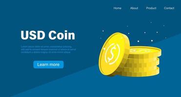 USD Coin landing web page vector