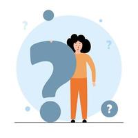 What do you think. Educational illustration. The girl has a question vector