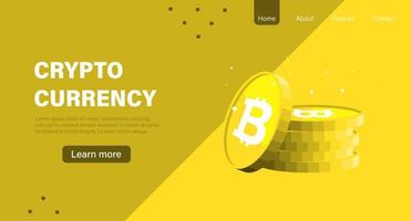 Crypto currency landing page or banner vector