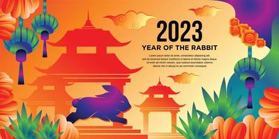 Background design for chinese new year with modern pop art colors vector
