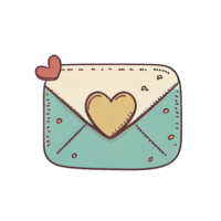 Love envelope with heart isolated on a transparent background. Valentines day card, romantic elements. Hand-drawn illustration. png