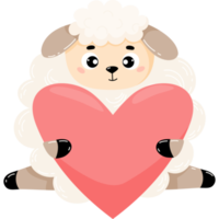 Sheep in love with big heart png