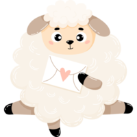 Cute sheep with love letter png