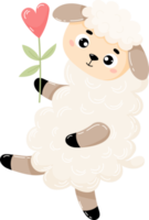 Romantic sheep with flower png