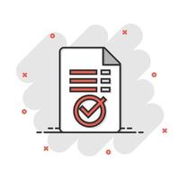 Approved document icon in flat style. Authorize vector illustration on white isolated background. Agreement check mark business concept.