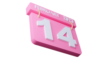 3d renderen februari 14 kalender icoon transparantie concept Valentijn dag png