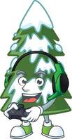 Christmas tree snow cartoon vector