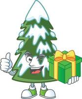 Christmas tree snow cartoon vector