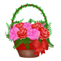 panier de fleurs aquarelle png