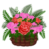 panier de fleurs aquarelle png