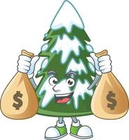 Christmas tree snow cartoon vector