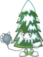 Christmas tree snow cartoon vector