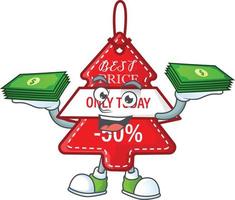 Christmas best price tag cartoon vector