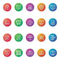 iconos de color degradado para la seguridad de Internet. vector