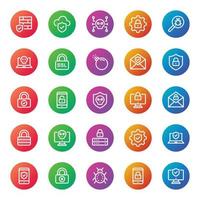 Gradient color icons for internet security. vector
