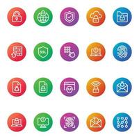 iconos de color degradado para la seguridad de Internet. vector