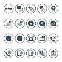 Glyph icons for feedback review. vector