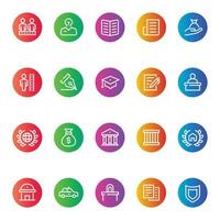 Gradient color icons for law and justice. vector