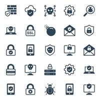 Glyph icons for internet security. vector