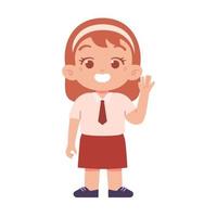 Indonesian Elementary School Girl Kids Wearing Red and White Uniform Illustration vector