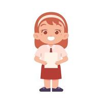 Indonesian Elementary School Girl Kids Wearing Red and White Uniform Illustration vector