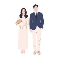 Bride and groom at wedding vector