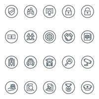 Badge outline icons for law and justice. vector