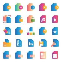 iconos de color degradado para archivos. vector