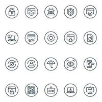 Outline icons for internet security. vector