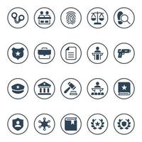 Badge glyph icons for law and justice. vector