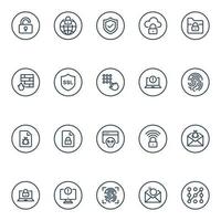 Outline icons for internet security. vector