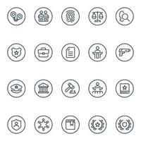 Badge outline icons for law and justice. vector