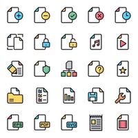 iconos de contorno rellenos para archivos. vector