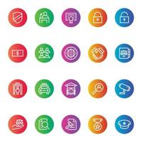 Gradient color icons for law and justice. vector