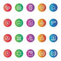 Gradient color icons for law and justice. vector