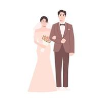 Bride and groom at wedding vector