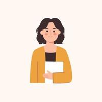 estudiante, mujer, ilustración vector