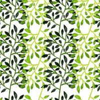 Hand drawn branches with leaves seamless pattern. Botanical sketch background. Decorative forest twig endless wallpaper. vector