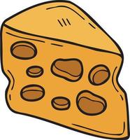 Hand Drawn sliced cheese illustration in doodle style vector