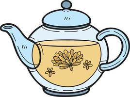 Hand Drawn english style teapot illustration in doodle style vector