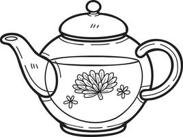 Hand Drawn english style teapot illustration in doodle style vector